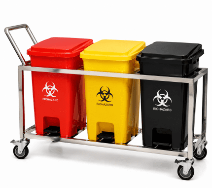 BMW Waste Segregation Trolley – Heavy Duty 50L Multi-Bin Cleaning & Waste Management Solution