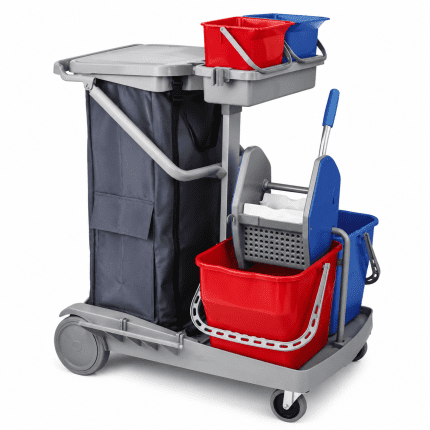 Small Janitor Cleaning Cart – Dual Station System with Wringer