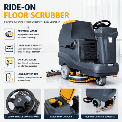 Ride-On Floor Scrubber – High Performance Industrial Cleaning Machine