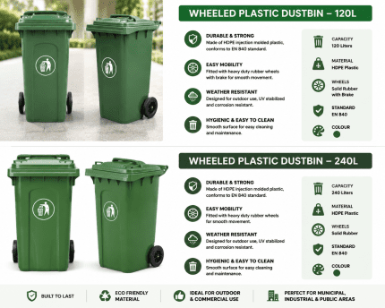 Wheeled Plastic Dustbin – 120L Capacity & 240L Capacity