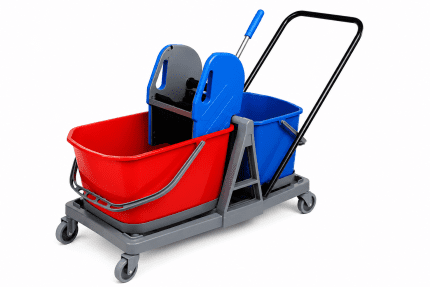 Double Bucket Trolley with Plastic Frame – Down Press Wringer