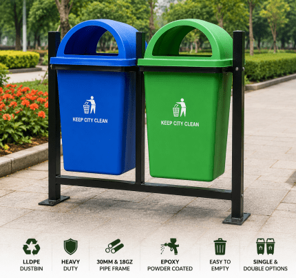 Outdoor Dustbin with MS/SS Frame – Heavy Duty Waste Management Solution