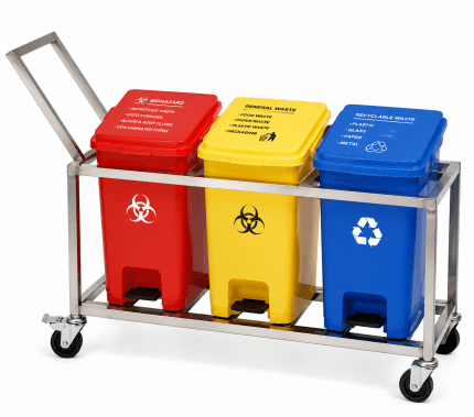 BMW Waste Segregation Trolley – Heavy Duty Multi-Bin Cleaning & Waste Management Solution