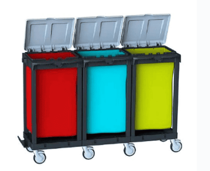 Hygienix W 390 - Open Triple-Bin Waste Sorting Trolley